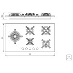 Cooktop a Gás Tramontina - Design Collection - Penta Glass Flat Black