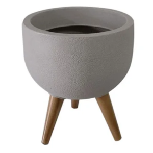 VASO REDONDO JAPI COM PE DE MADEIRA DECORE